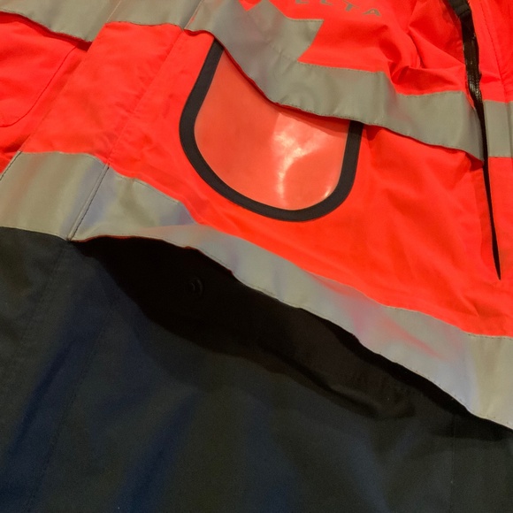 Delta Airlines Lands' End Orange Reflective Hi Vis Jacket Ramp Agent Size XS/S - Picture 7 of 11